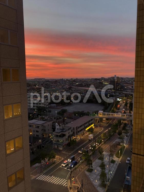 夕方の風景 都市,通り,建築の写真素材