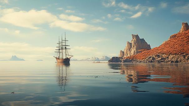 Scenery of a ship sailing on a calm sea, sea, ferry, sailing, JPG