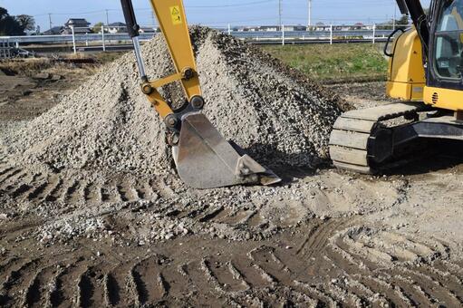 土木工事現場の建設機械 土木工事現場,土木工事,土木の写真素材