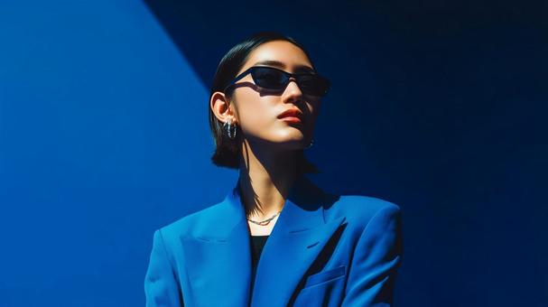 青いジャケットのモデルさん 03 青いジャケットのモデルさん 03の写真