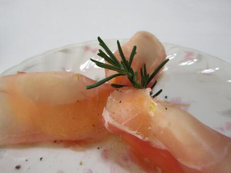 柿の生ハム巻き  ０６ 柿の生ハム巻き,柿,生ハムの写真素材