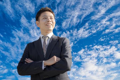 青空とビジネスマン ビジネスマン,スーツ,男性の写真素材