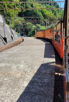 黒部渓谷鉄道トロッコ列車 黒部渓谷鉄道トロッコ列車 黒部,黒部渓谷,鉄道の写真素材