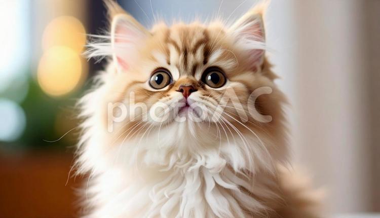 上を見上げる。かわいいペルシャ猫 猫,ペルシャ猫,ペットの写真素材