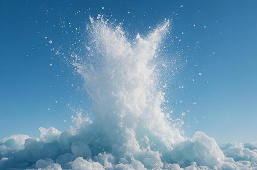 氷の飛沫と青い空 氷の飛沫と青い空の写真