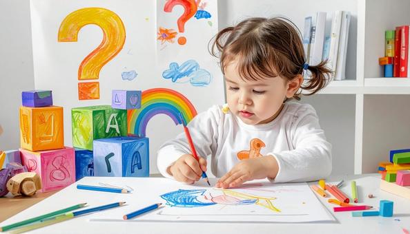 幼児教育 積み木とお絵かき 幼児教育 積み木とお絵かきの写真