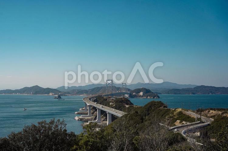 鳴門海峡と大鳴門橋の風景写真 大鳴門橋,鳴門海峡,渦潮の写真素材