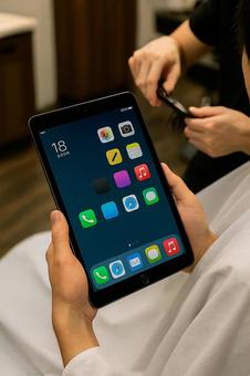 美容院でiPadを渡される 美容院でiPadを渡されるの写真