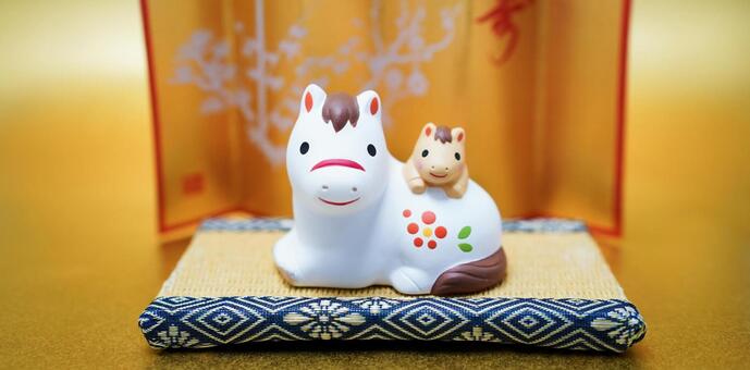 午年親子の置物 馬の置物,午年,干支の写真素材