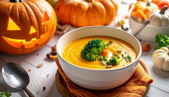 ハロウィンの料理 カボチャのシチュー ハロウィンの料理 カボチャのシチューの写真