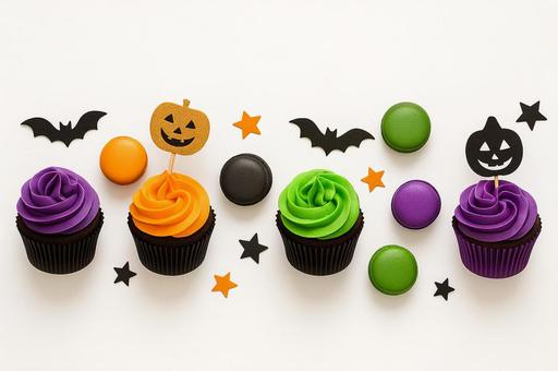 ハロウィンイメージのカップケーキ ハロウィンイメージのカップケーキの写真