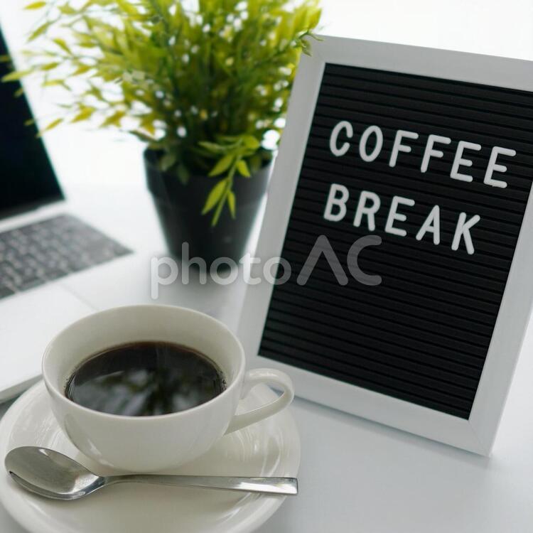 COFFEE BREAK（コーヒーブレイク）のメッセージボード（２） コーヒーブレイク,コーヒー,パソコンの写真素材