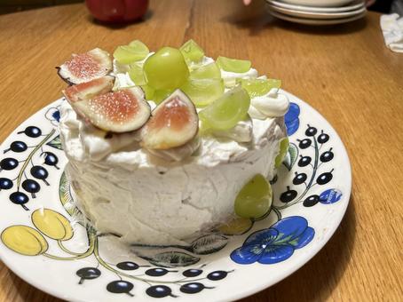 手作りケーキ イチジク マスカット 手作りケーキ イチジク マスカット 手作り,ケーキ,ショートケーキの写真素材