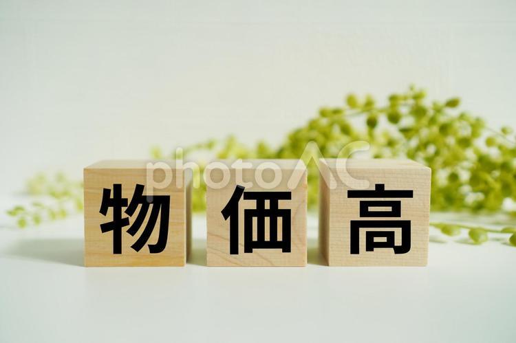 木製ブロックに『物価高』の文字 物価高,家計,支出の写真素材