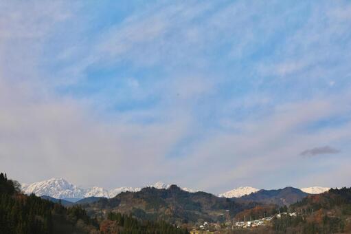 雪　山　白馬 山,空,晴天の写真素材