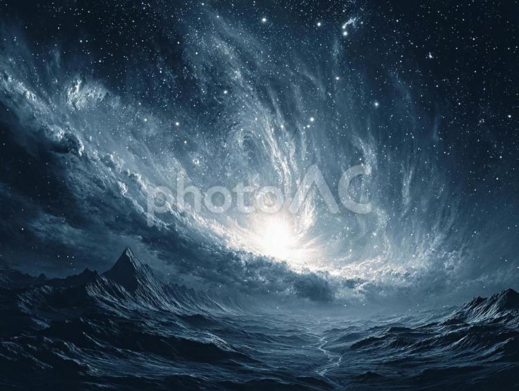 渦巻く銀河のファンタジー風景 宇宙,ファンタジー,風景の写真素材