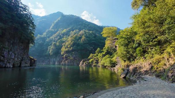 光差す瀞峡 光差す瀞峡 瀞峡,瀞八丁,川の写真素材