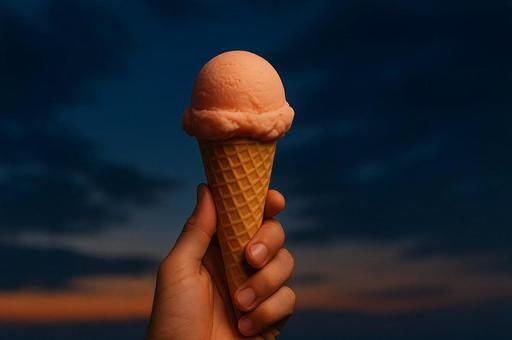 夕暮れのピーチアイス 夕暮れのピーチアイスの写真