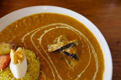 Key Mind Curry with Eggplant from a Curry Restaurant, JPG
