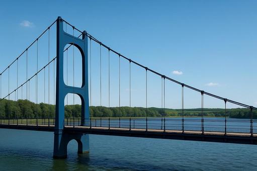 吊橋と青空の風景 吊橋と青空の風景の写真