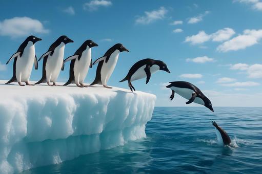 勇敢なペンギンダイブの写真