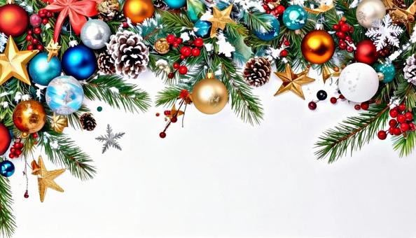 クリスマスのオーナメント　白背景の写真