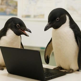 OJTをするペンギンの写真