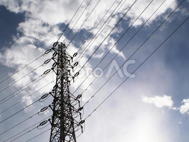 鉄塔がある風景 鉄塔,送電線,電線の写真素材
