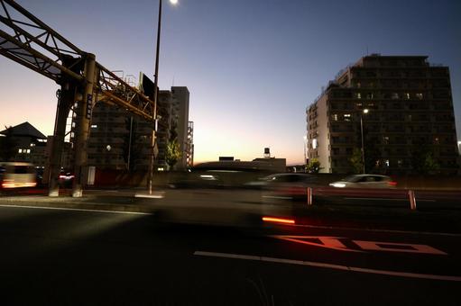 夜間の新御堂筋 国道423号線,幹線道路,新御堂筋の写真素材