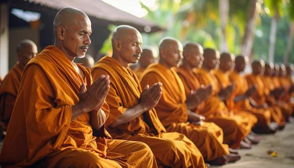 行乞する僧侶の写真