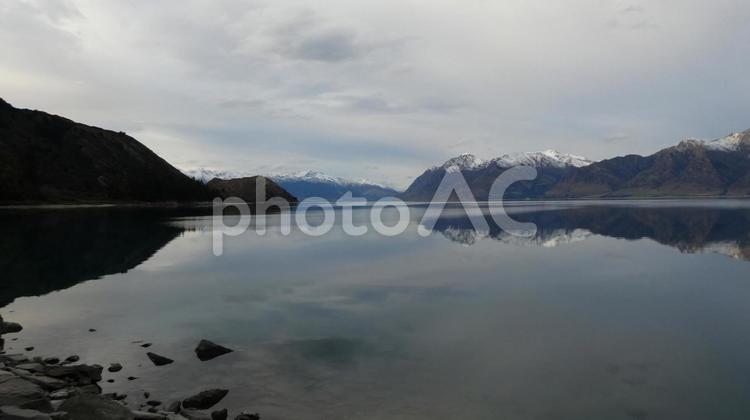 レイクハウェア ニュージーランド,レイクハウェア,キャンプ場の写真素材