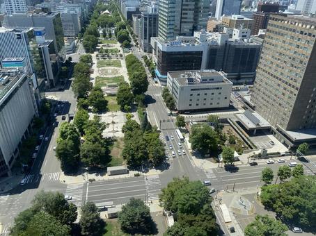 テレビ塔から見た大通公園 さっぽろテレビ塔,テレビ塔,タワーの写真素材