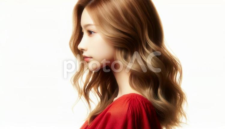 女性の少し笑顔な横顔04 女性,笑顔,横顔の写真素材