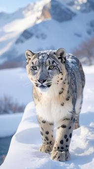 雪の中のユキヒョウ 冬のイメージ 雪の中のユキヒョウ 冬のイメージの写真