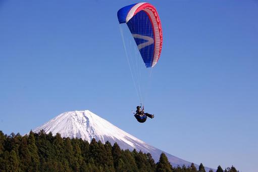 Fuji and Paragliding 2, aliante, nebbia mattutina, yamanashi, JPG