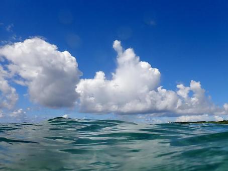 水平線と入道雲 水平線と入道雲の写真