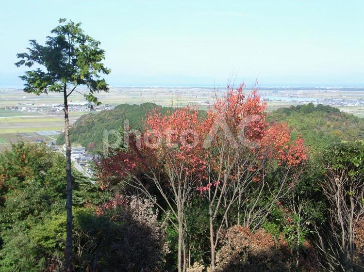 安土城天主台からの眺め 安土城,安土城跡の写真素材