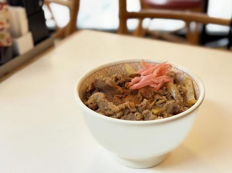 牛丼+紅しょうが 牛丼+紅しょうがの写真