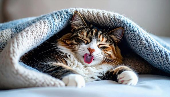 舌を出している猫 舌を出している猫の写真