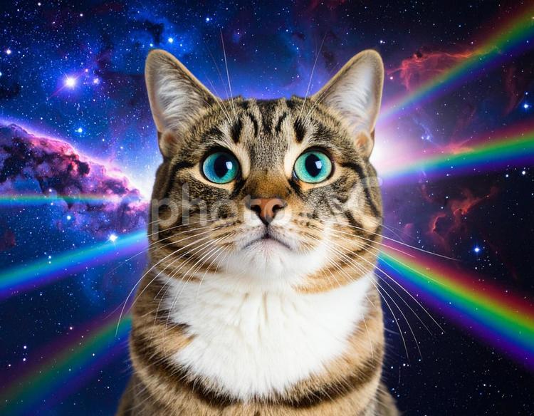 宇宙と猫 猫,宇宙,銀河の写真素材