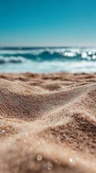 青い海と砂浜のクローズアップ 青い海と砂浜のクローズアップの写真