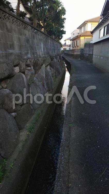 住宅地の水路 裏道,路地,道の写真素材