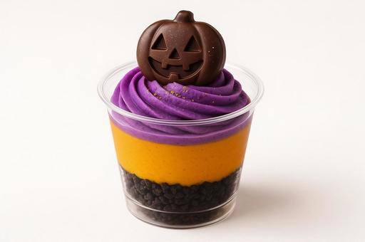 ハロウィン紫芋とかぼちゃのカップスイーツ ハロウィン紫芋とかぼちゃのカップスイーツの写真