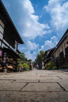 中山道馬籠宿の空 馬籠宿,中山道,空の写真素材