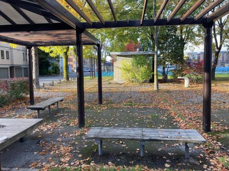 公園の椅子 東屋 公園の椅子 東屋の写真