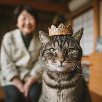 癒やしの時間:冠をかぶる愛猫 癒やしの時間:冠をかぶる愛猫の写真