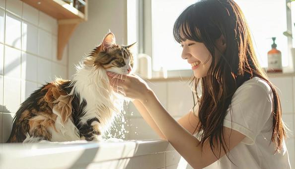 猫のシャンプーの写真