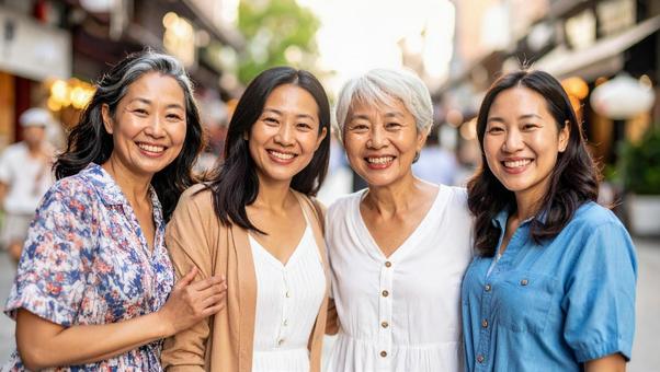 4人組の女性_親戚 4人組の女性_親戚の写真
