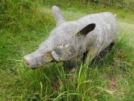 富幕山のイノシシ像 浜松市,秋,自然の写真素材