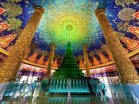 ワットパクナムの天井画４ ワット・パクナム,ガラス塔,マハーラチャモンコン大仏塔の写真素材